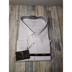 Vitarelli Slim Fit Size 19 34/35 Made In Italy Long Sleeve Shirt Brand New White